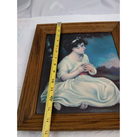 vtg set of 2 girl holding rabbit & boy w/ rabbit framed prints 15" x 13" - Picture 12 of 12